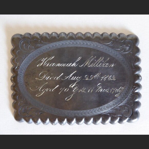 Other - VINTAGE 1862 VICTORIAN FUNERAL CASKET COFFIN PLAQUE PLATE (HANNAH MILLIKEN)